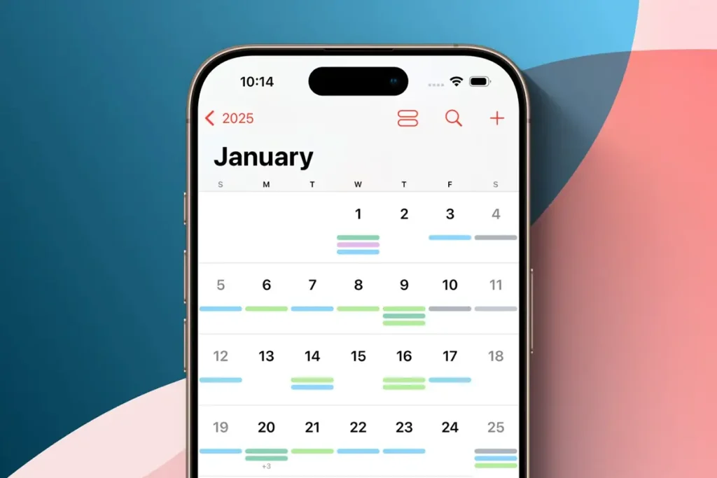 رابط کاربری اپلیکیشن تقویم پیش فرض آیفون