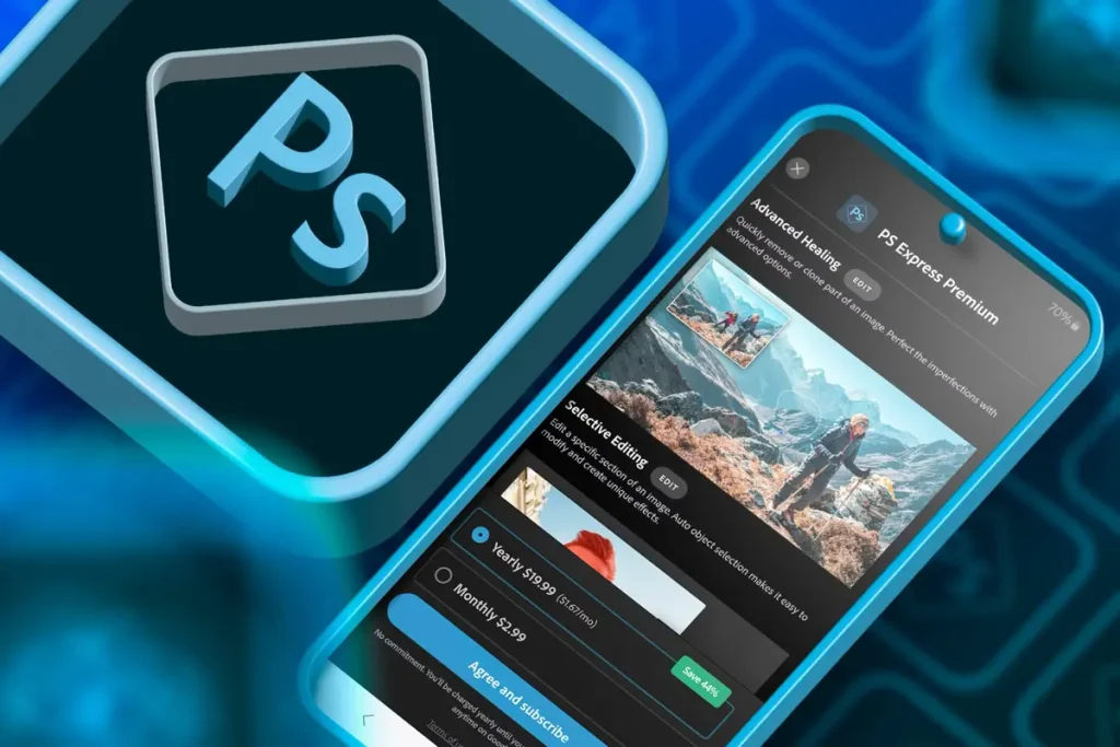 لوگو و محیط کاربری اپلیکیشن Photoshop Express