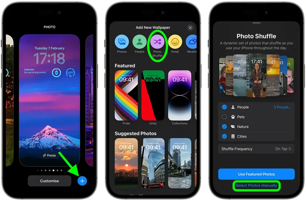 استفاده از قابلیت Photo Shuffle برای عوض کردن تصویر زمینه آیفون