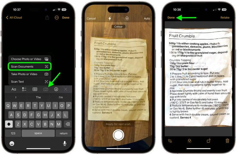 مراحل اسکن کردن مدارک با آیفون با اپلیکیشن Notes