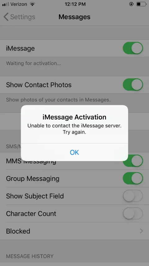 خطای “iMessage Activation Failed” هنگام فعال کردن آی مسیج آیفون