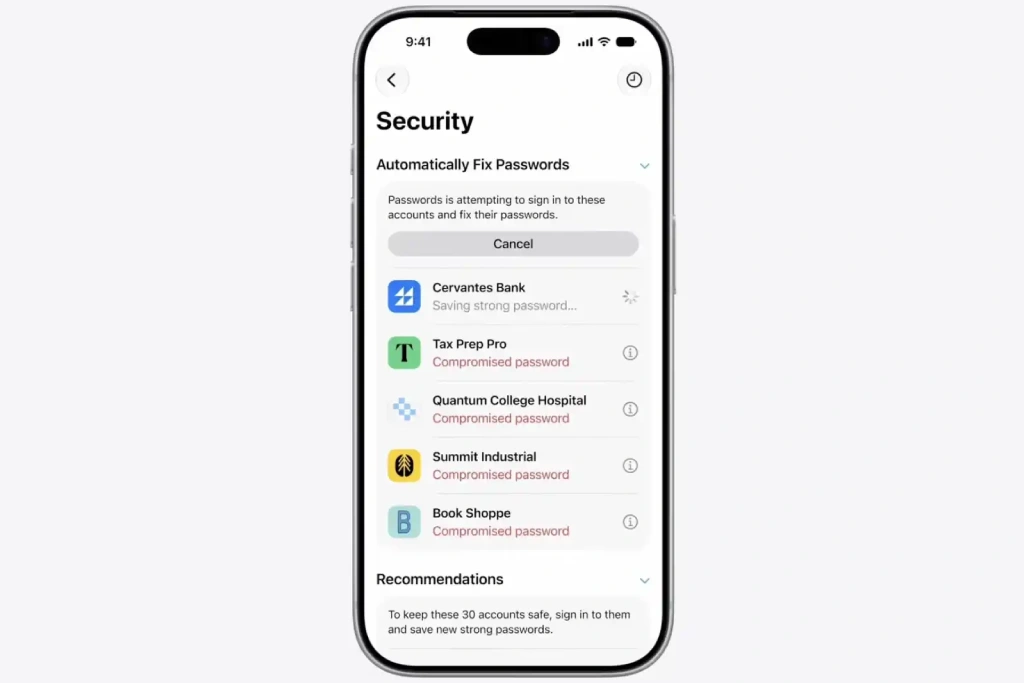 تغییر خودکار رمزهای عبور با کمک Apple Intelligence